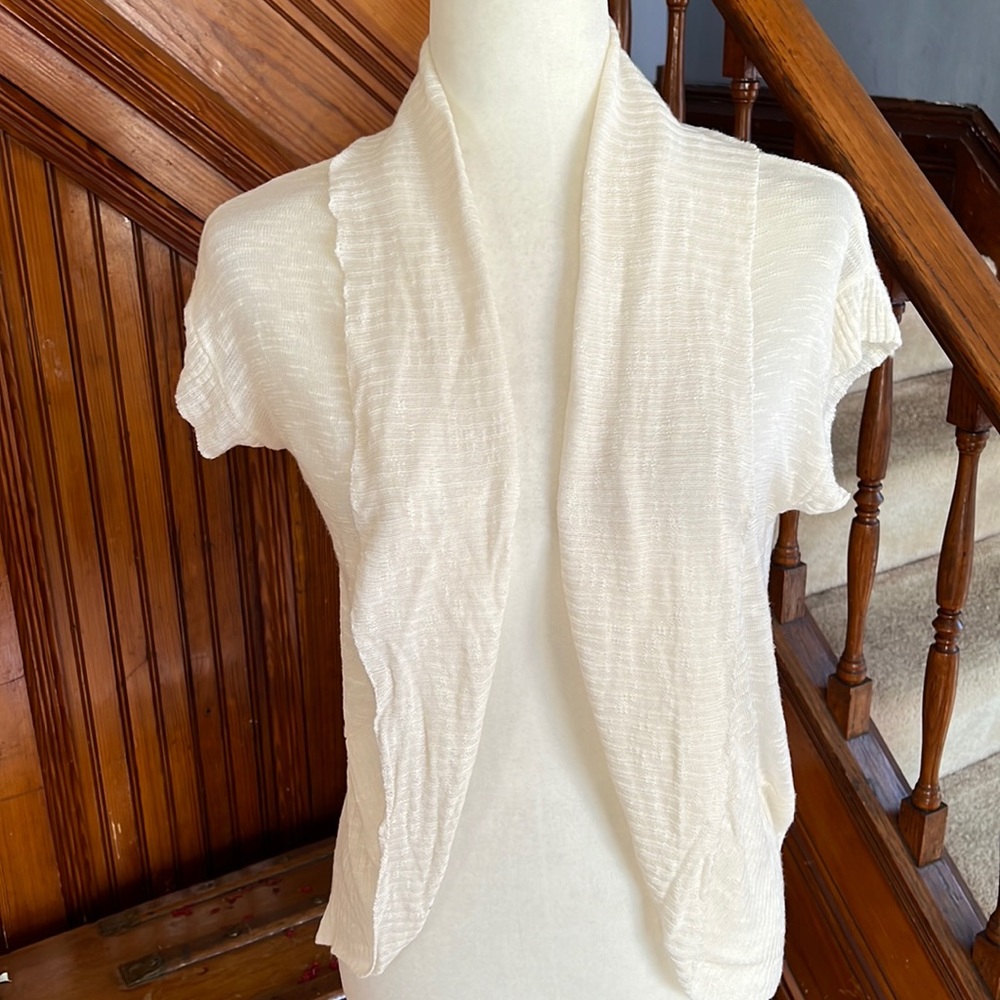 Say What ? New York Cream Shawl Collared Cardi Sz L